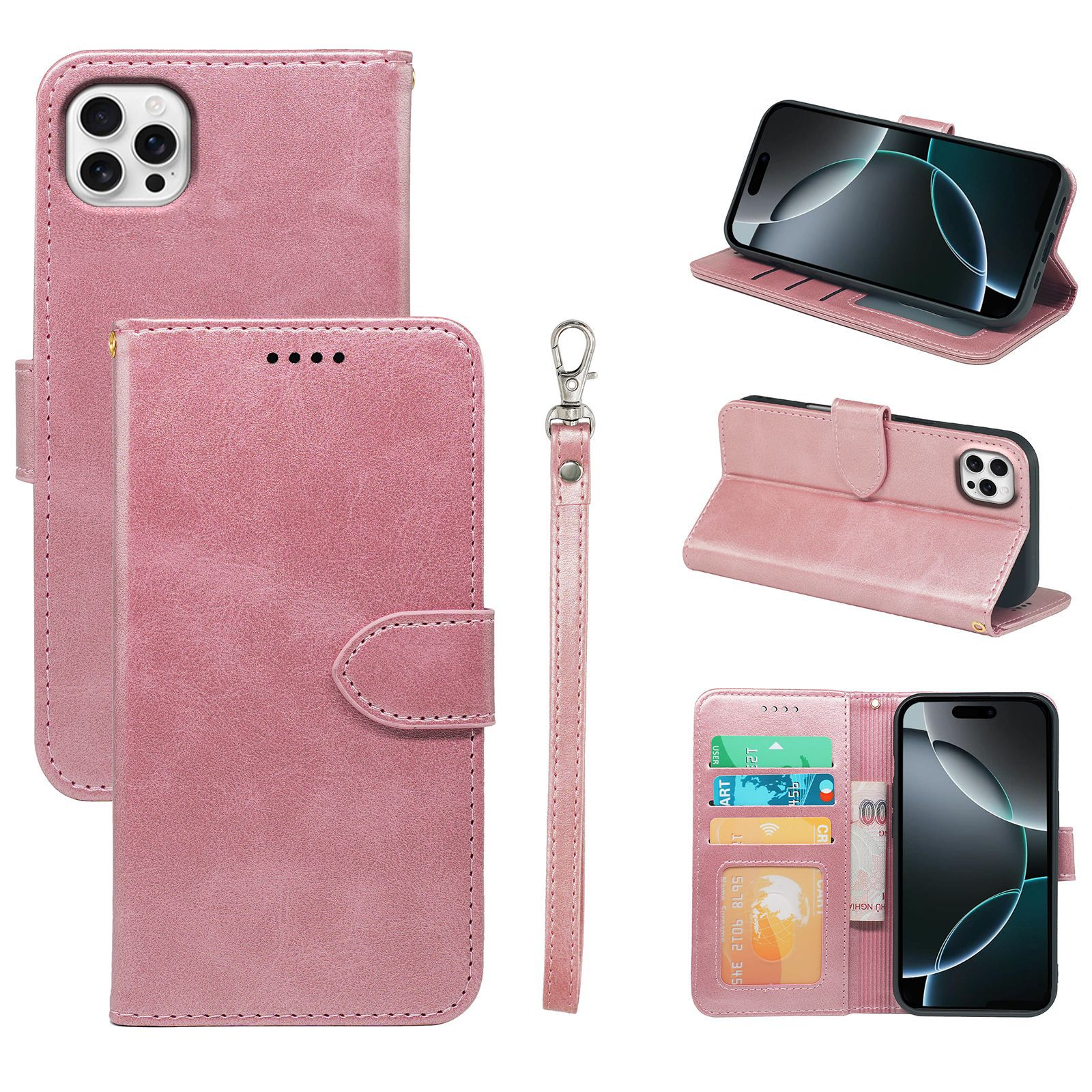 手帳型スマホケース 多機能ポケット付き高級手帳型保護カバー
