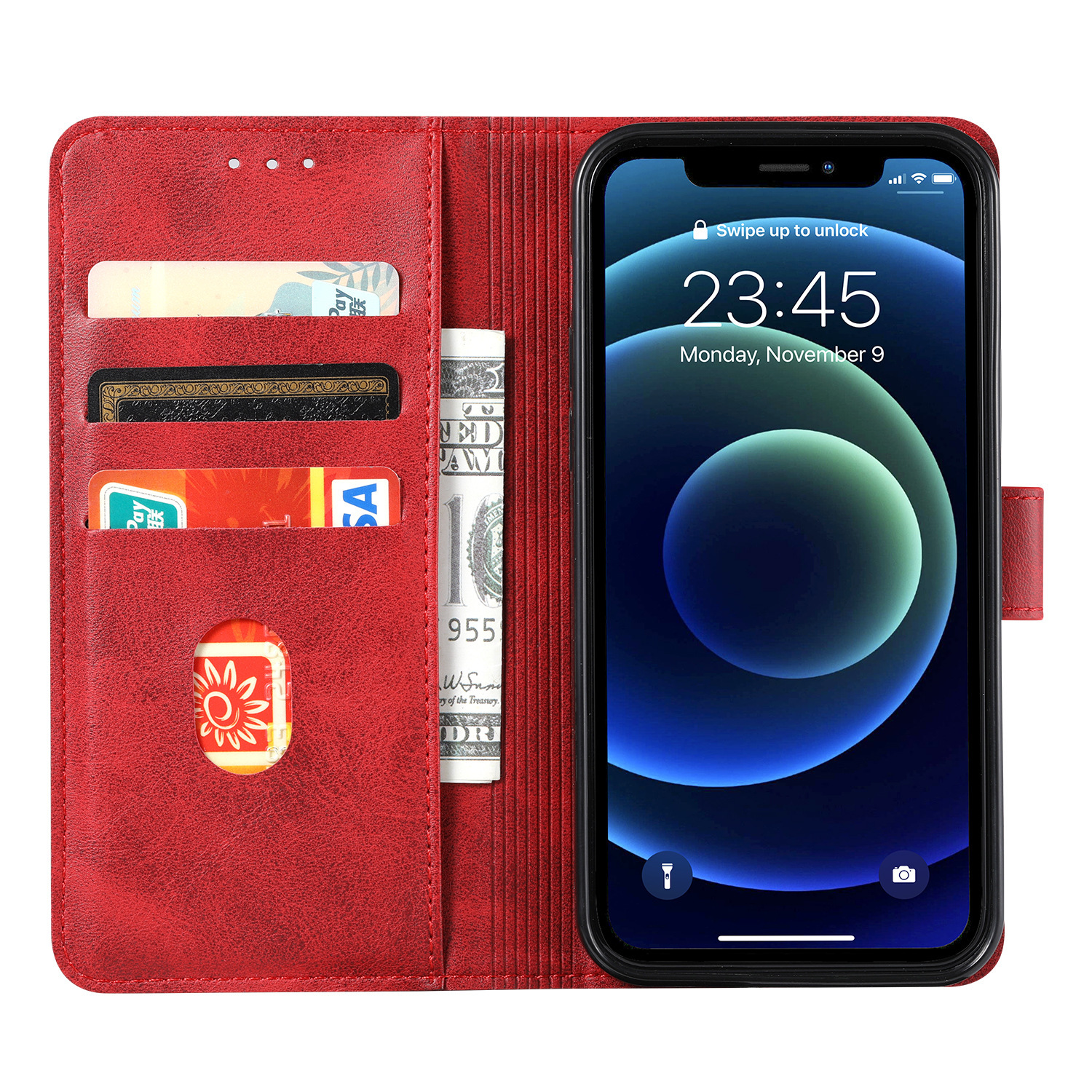 手帳型スマホケース 高級感あふれる本革調手帳型ケース