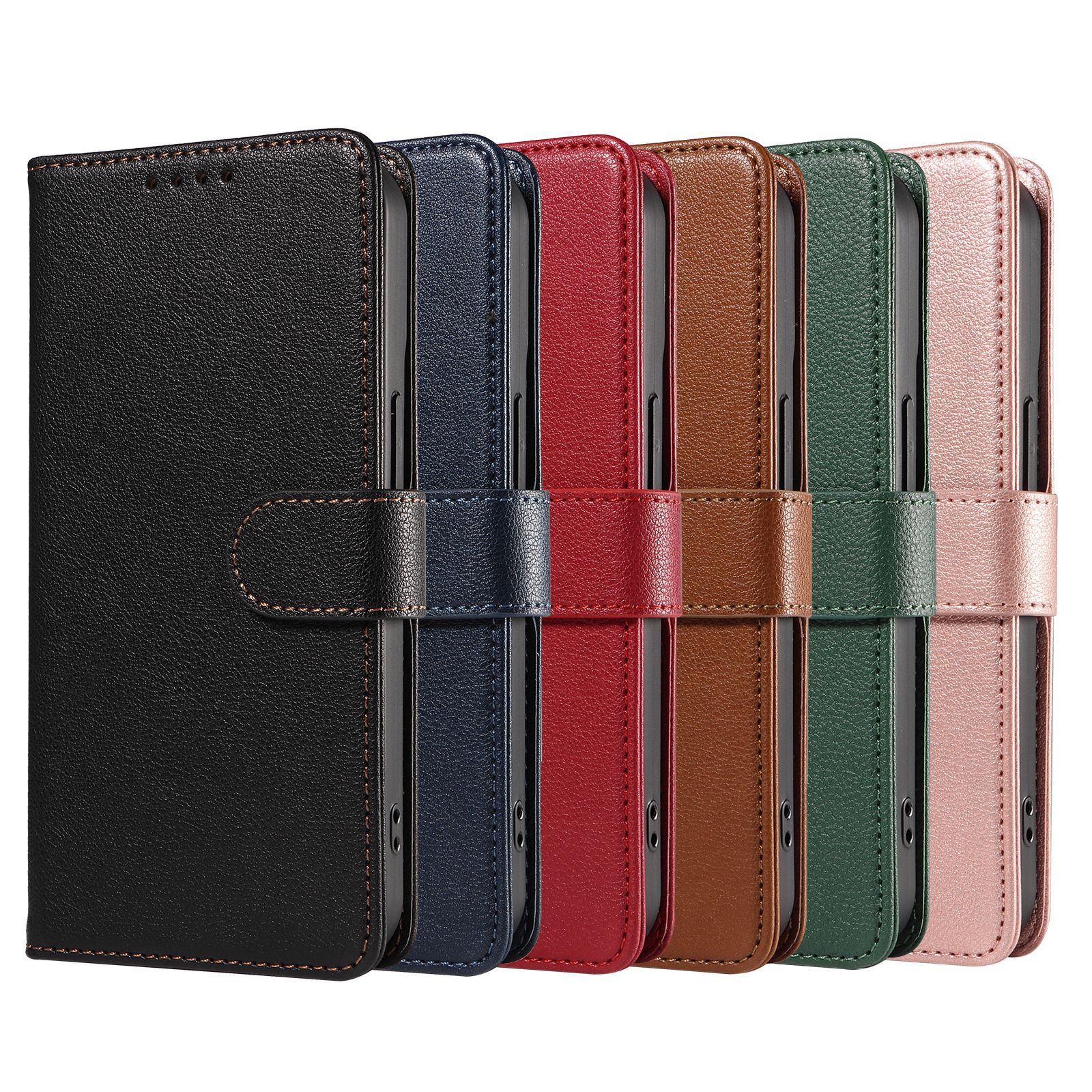 手帳型スマホケース 本革風高級感漂う手帳型保護ケース