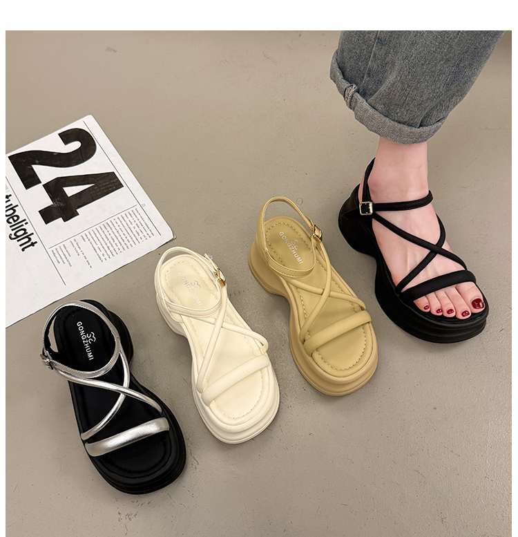 スポーツサンダル 厚底クロスストラップスポーツサンダル