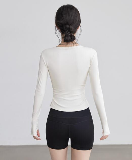 スポーツTシャツ ヨガウェア 長袖 速乾ストレッチトップス