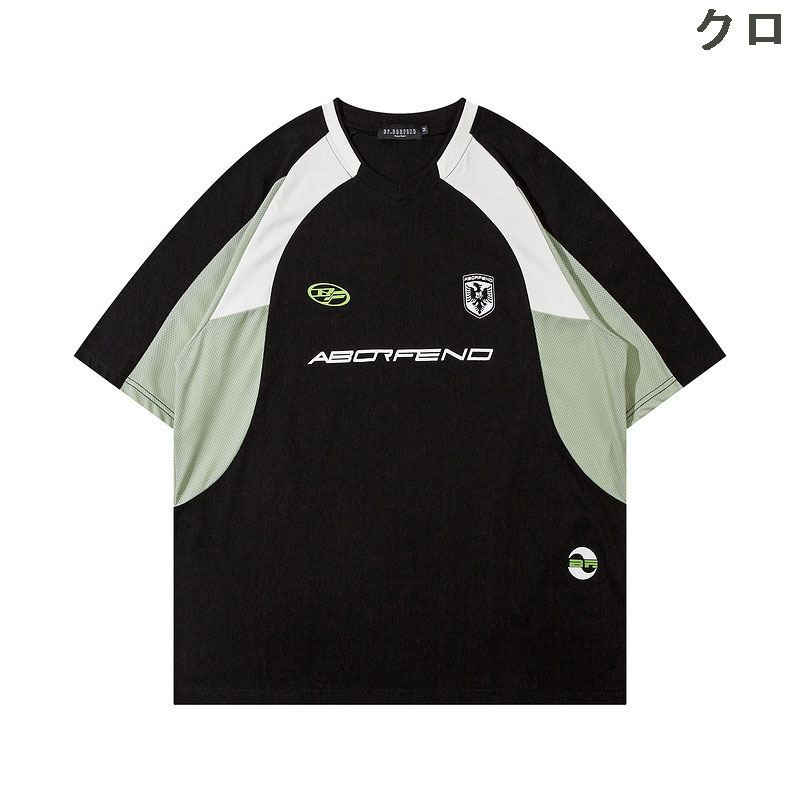 スポーツTシャツ 男女兼用 サッカー風半袖スポーツシャツ 全2色