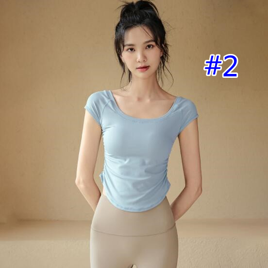 スポーツTシャツ レディース速乾ヨガティシャツ フィットネス用半袖トップス