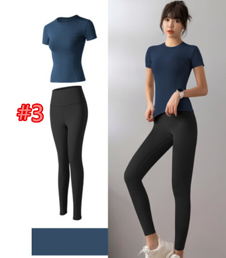 スポーツTシャツ 夏用レディース速乾ヨガウェア上下セット