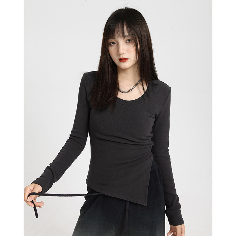 スポーツTシャツ アシンメトリーデザイン長袖ゴルフウェア