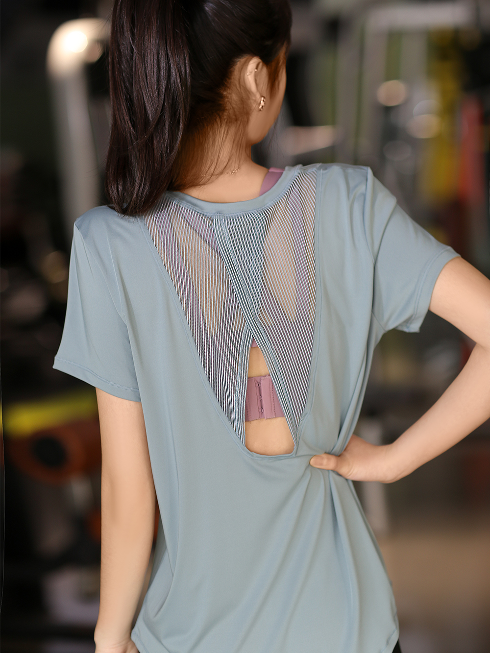 スポーツTシャツ 涼風背中開きランニングシャツ