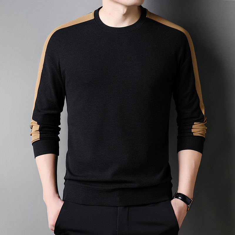 スポーツTシャツ 肩袖配色ライン長袖ゴルフニットトップス