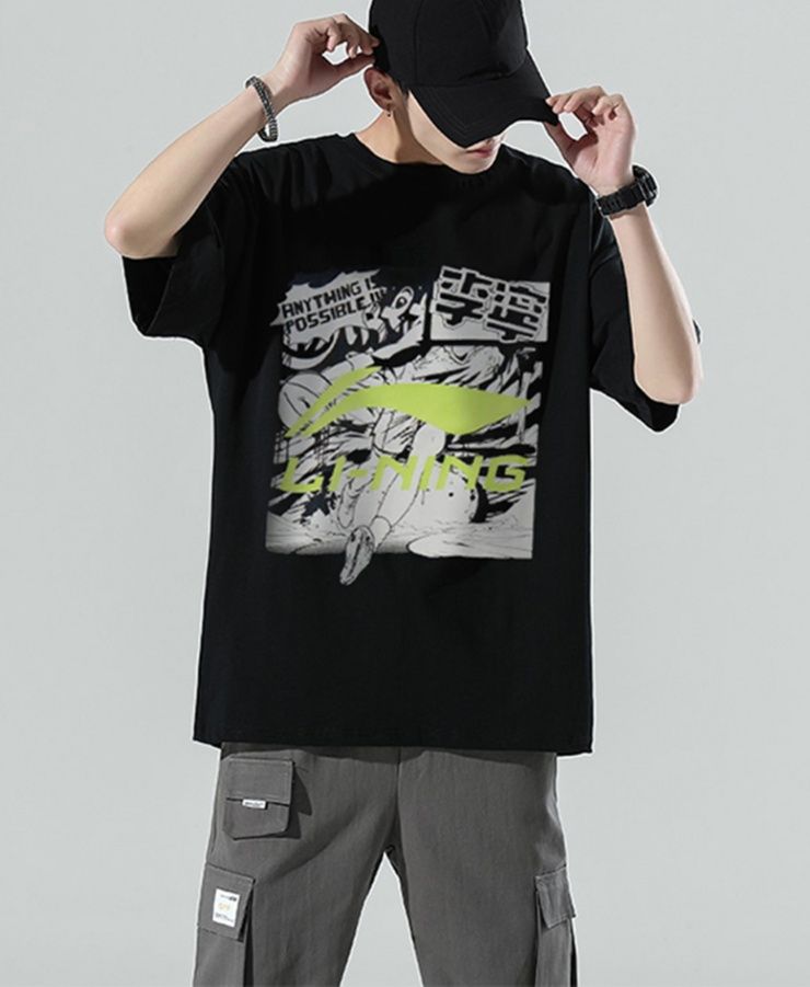 スポーツTシャツ バスケ 躍動感漫画プリント バスケシャツ