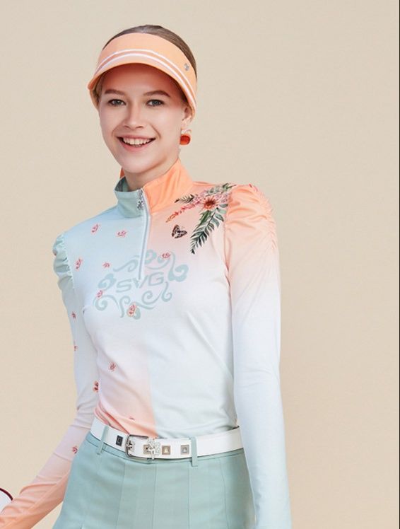 スポーツTシャツ ゴルフ 花蝶舞動ゴルフハイネックシャツ