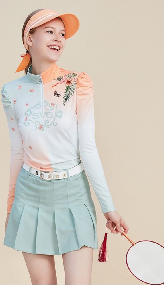 スポーツTシャツ ゴルフ 花蝶舞動ゴルフハイネックシャツ