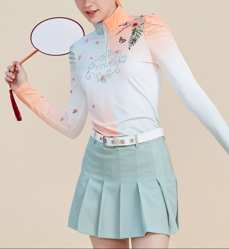 スポーツTシャツ ゴルフ 花蝶舞動ゴルフハイネックシャツ