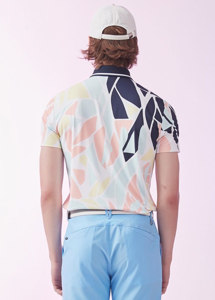 スポーツTシャツ ゴルフ 幾何学模様プレミアムポロシャツ