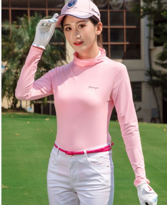 スポーツTシャツ ゴルフ フェイスガード付き高機能ゴルフシャツ