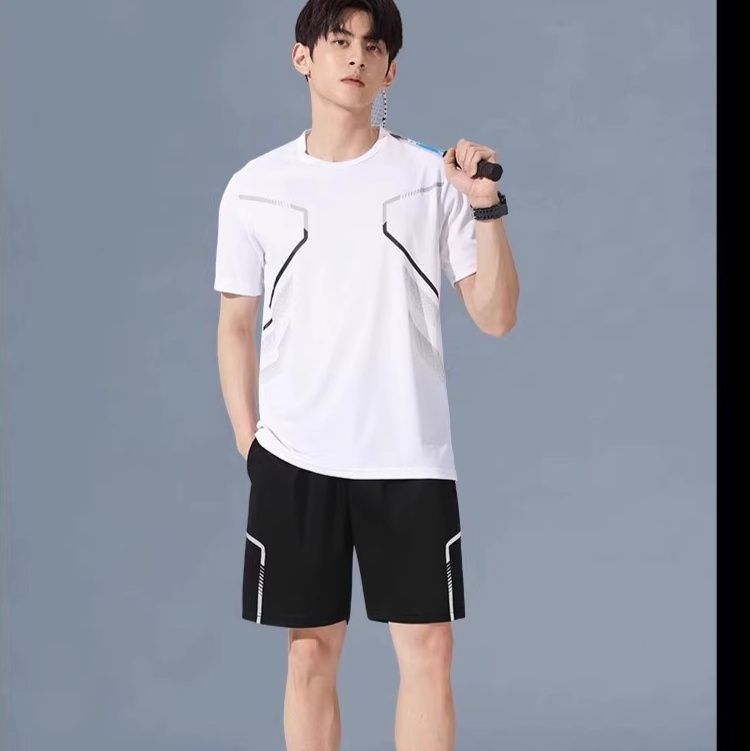 スポーツTシャツ ラインデザイン速乾ランニングシャツ