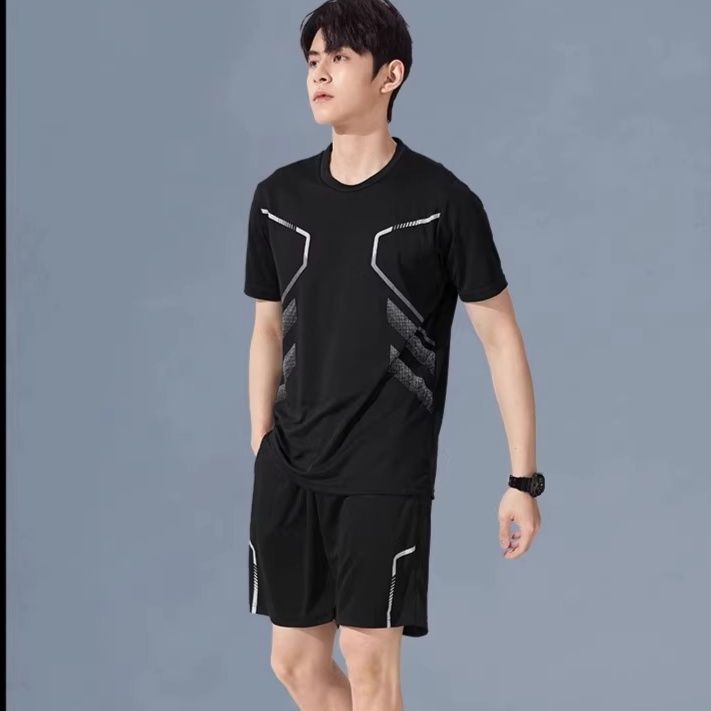 スポーツTシャツ ラインデザイン速乾ランニングシャツ