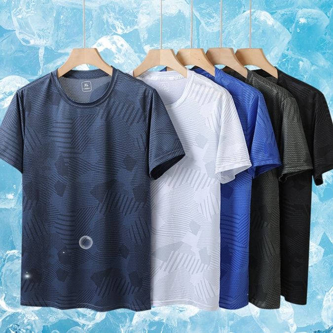 スポーツTシャツ 疾風ドライ 幾何学模様ランニングウェア