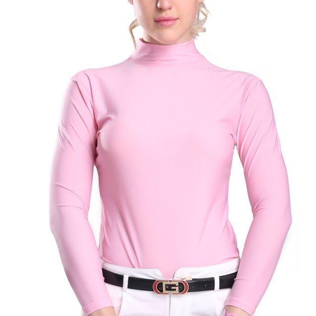 スポーツTシャツ レディース長袖ハイネックゴルフインナーシャツ