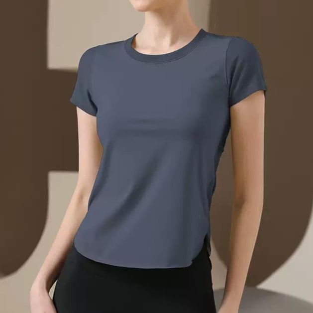 背中開きデザイン吸汗速乾半袖ランニングスポーツTシャツ