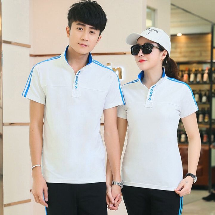 スポーツTシャツ ラインテープ配色襟付き半袖ゴルフウェア