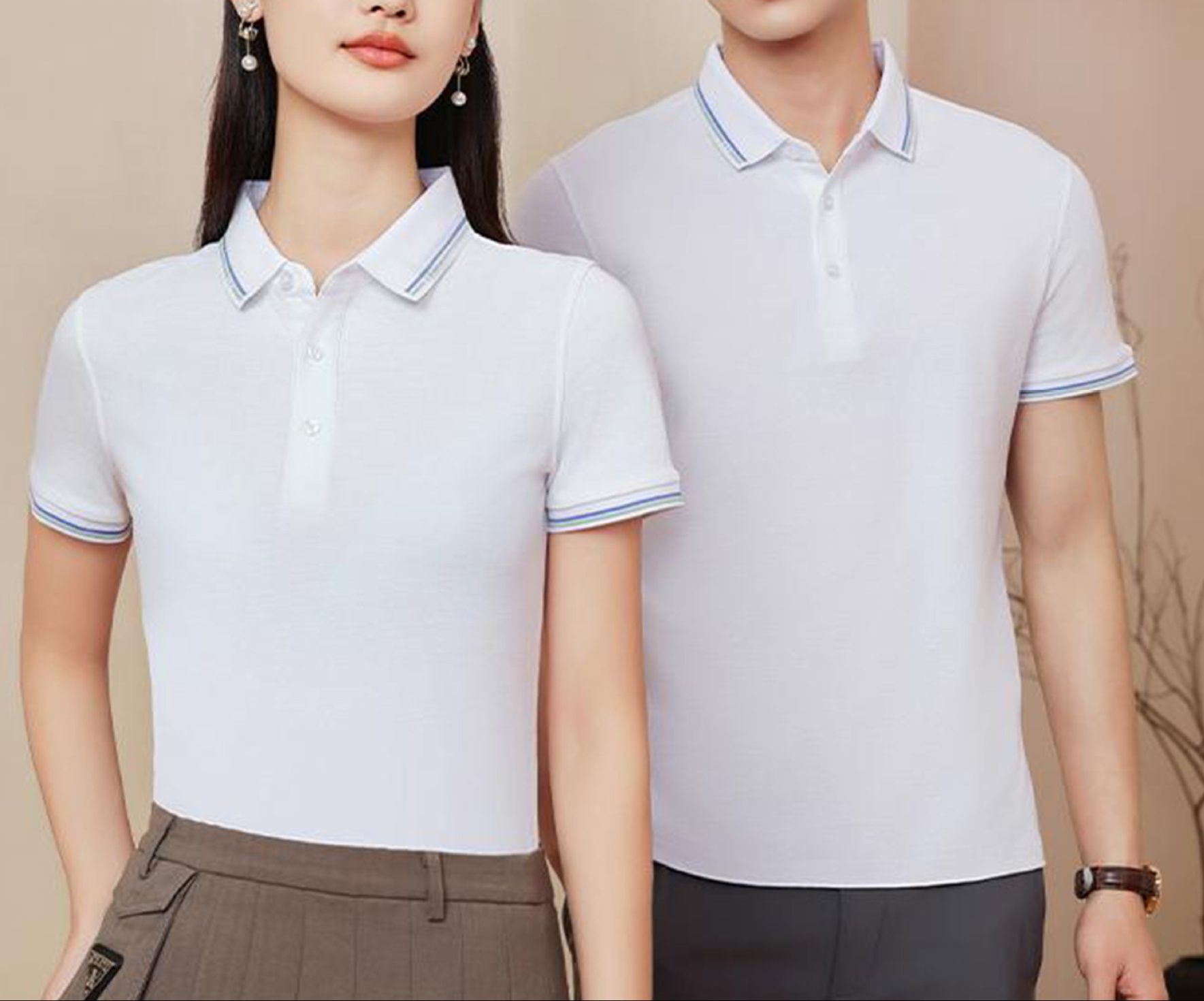 スポーツTシャツ 襟ラインポロシャツ男女兼用ゴルフウェア