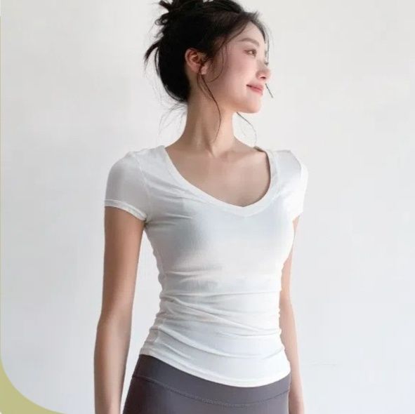 スポーツTシャツ 通気性抜群ブイネック半袖スポーツティーシャツ