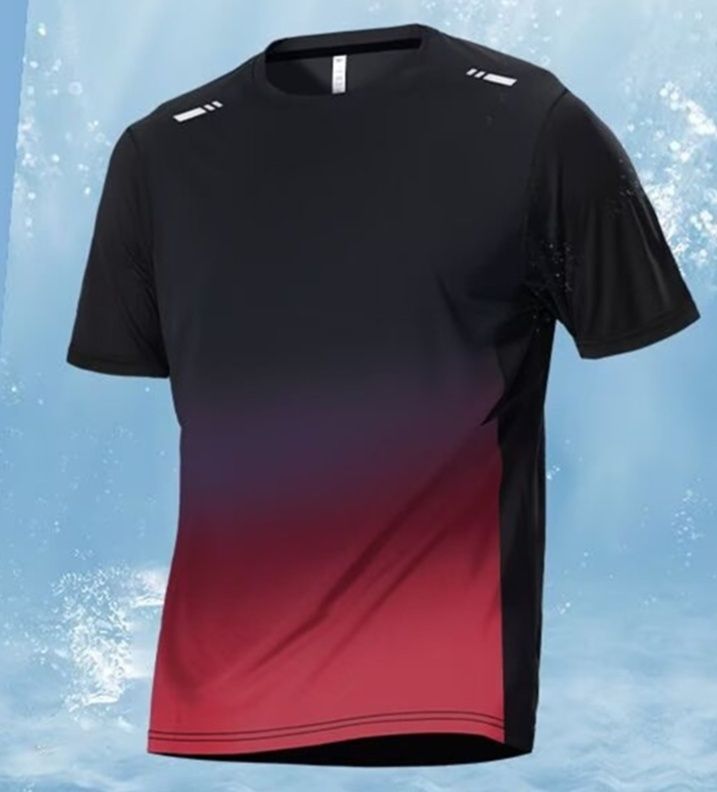 スポーツTシャツ グラデーション切替デザイン吸汗速乾バスケットボールシャツ