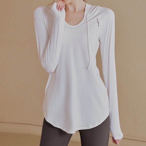 スポーツTシャツ フード付き長袖ランニング