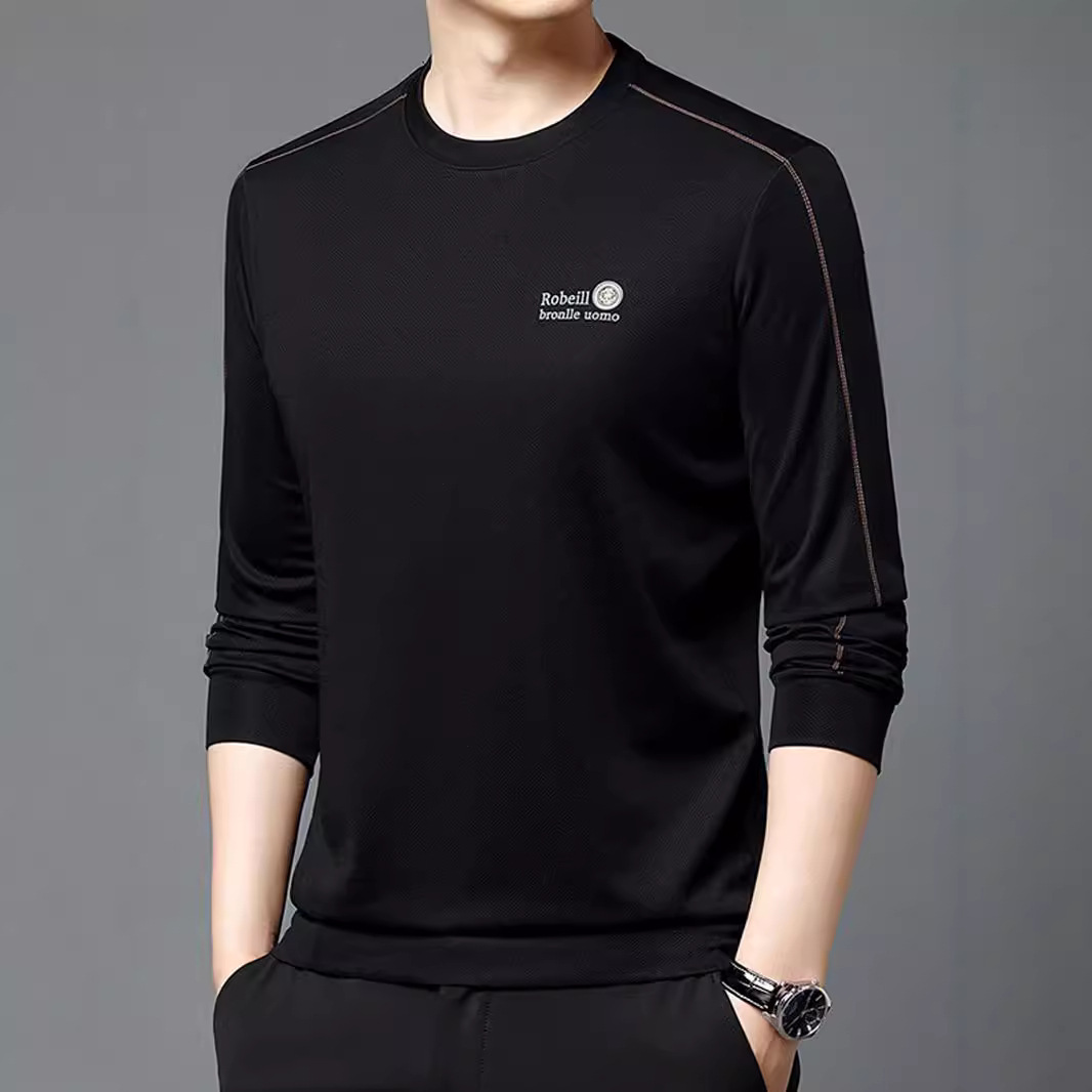 スポーツTシャツ 吸汗速乾長袖クルーネックゴルフシャツ