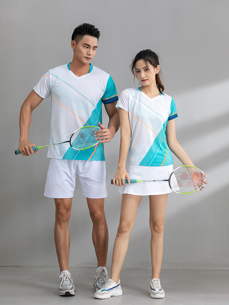 スポーツTシャツ バトミントン 幾何学ラインバドミントンウェア
