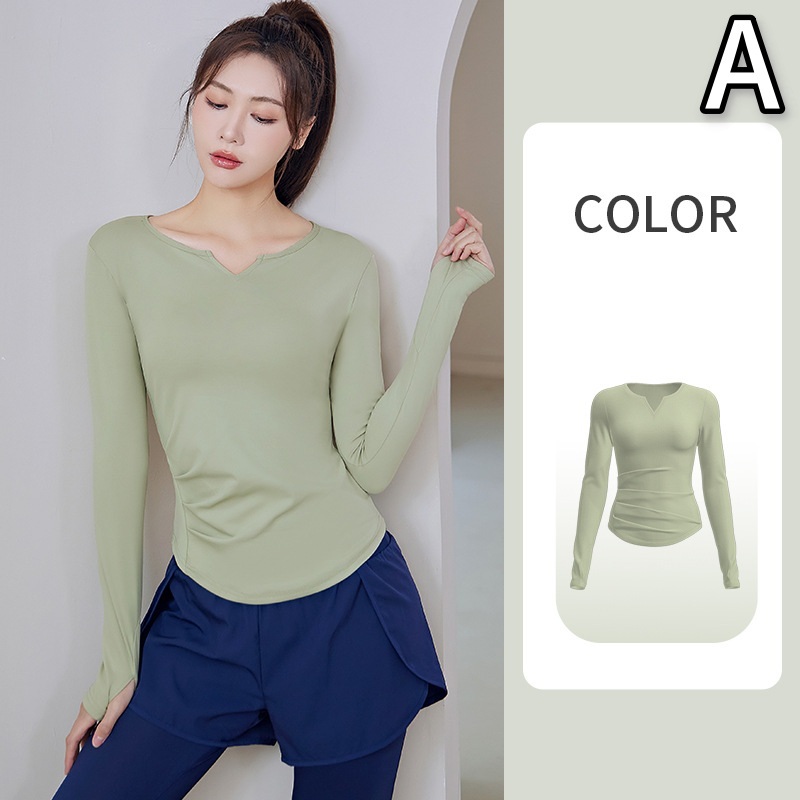 スポーツTシャツ レディース長袖運動シャツ ヨガフィットネス用スポーツウェア