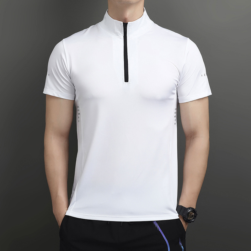スポーツTシャツ エアフロー 立ち襟ハーフジップ