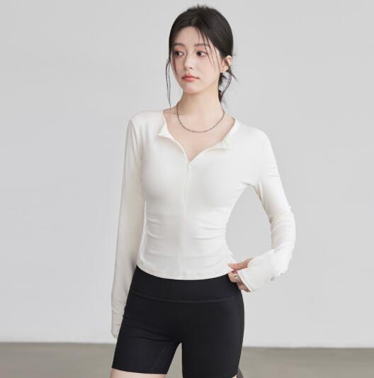 スポーツTシャツ ヨガウェア 長袖 速乾ストレッチトップス