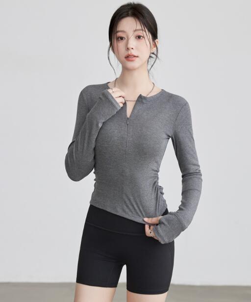 スポーツTシャツ ヨガウェア 長袖 速乾ストレッチトップス