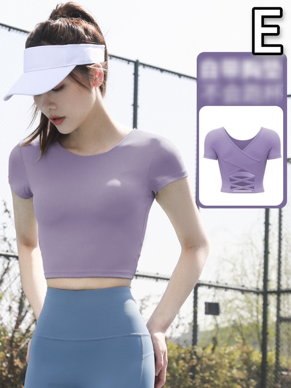 スポーツTシャツ レディース フィットネス用半袖スポーツシャツ ヨガ運動着