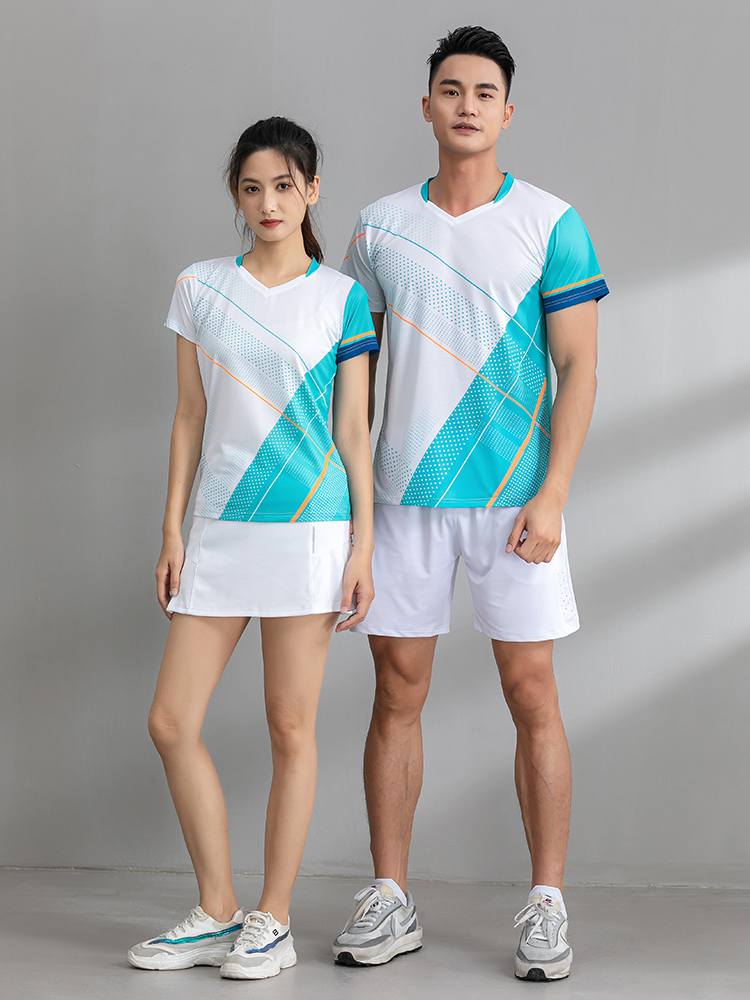 スポーツTシャツ バトミントン 幾何学ラインバドミントンウェア
