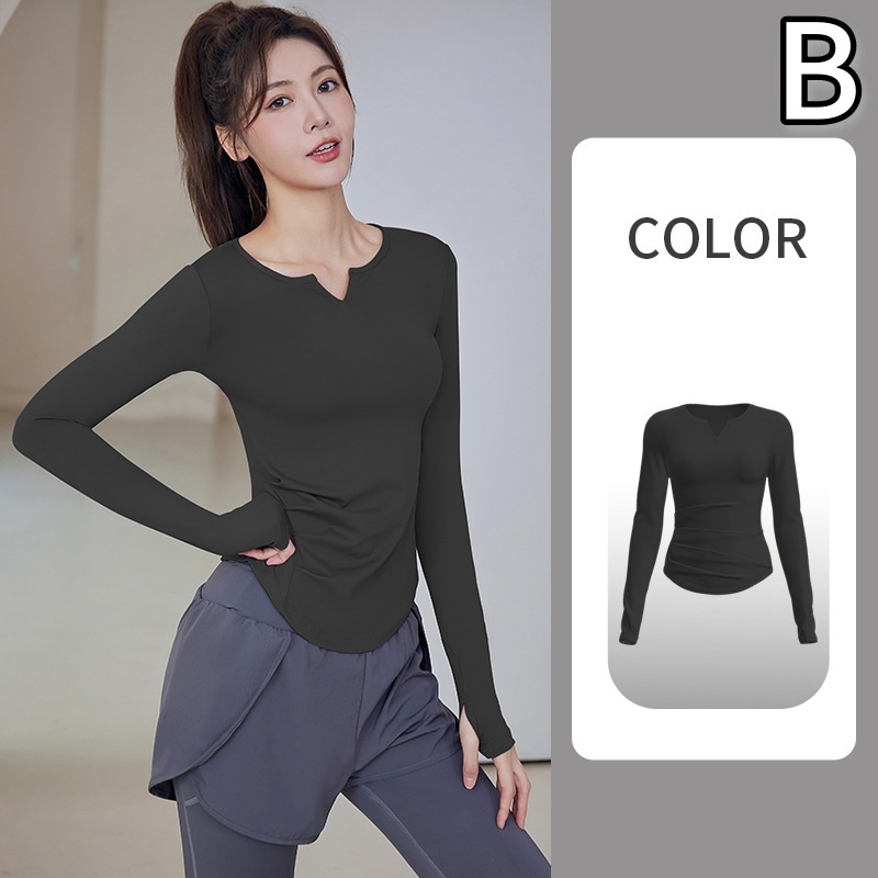 スポーツTシャツ レディース長袖運動シャツ ヨガフィットネス用スポーツウェア