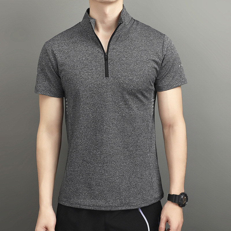 スポーツTシャツ エアフロー 立ち襟ハーフジップ