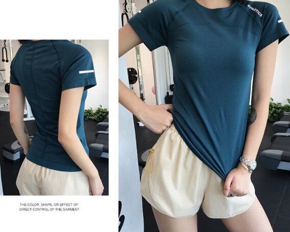 スポーツTシャツ 夏用速乾半袖スポーツシャツ ヨガウェア トップス