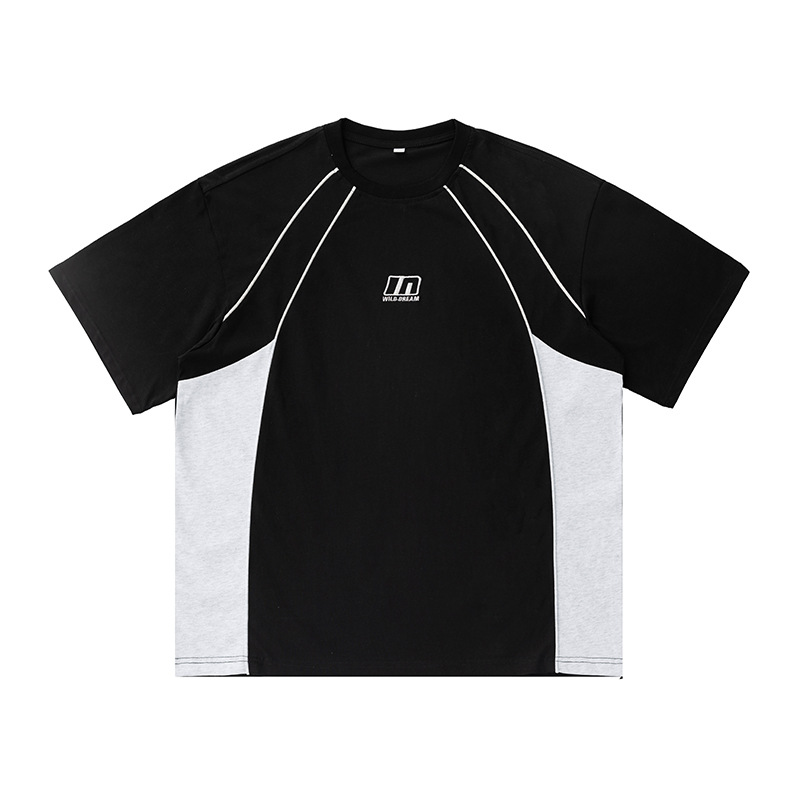 スポーツTシャツ 男性用配色切替半袖運動着全2色展開