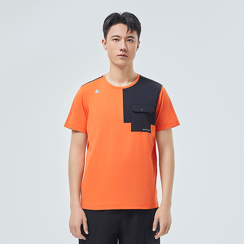 スポーツTシャツ 登山 機能的ポケット付き山岳探検Tシャツ