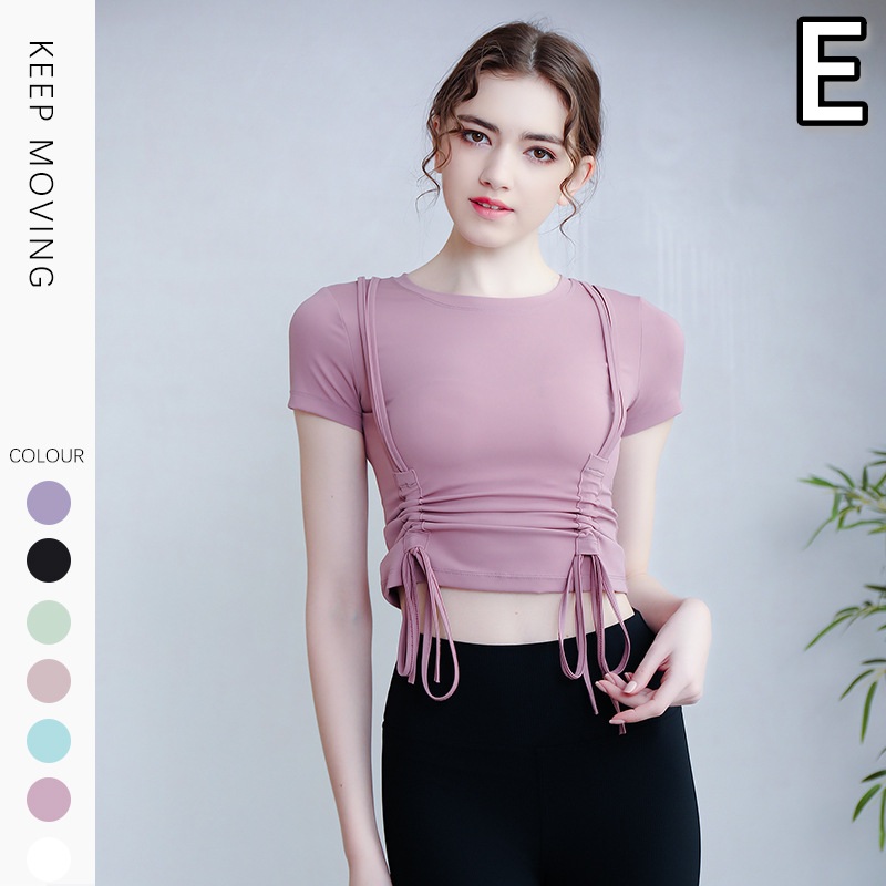 レディース ヨガ フィットネス 半袖スポーツTシャツ