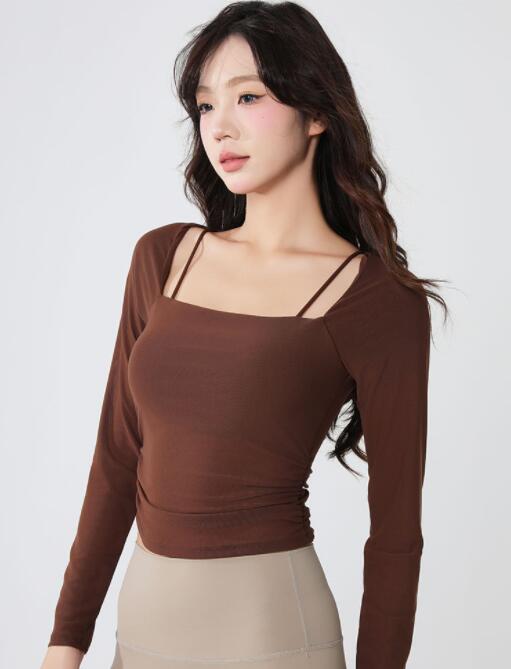 スポーツTシャツ レディース長袖速乾スポーツ服ヨガ運動着