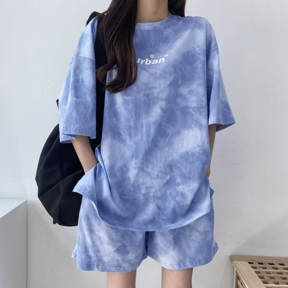 スポーツTシャツ レディース タイダイ柄 半袖 上下セット 春夏