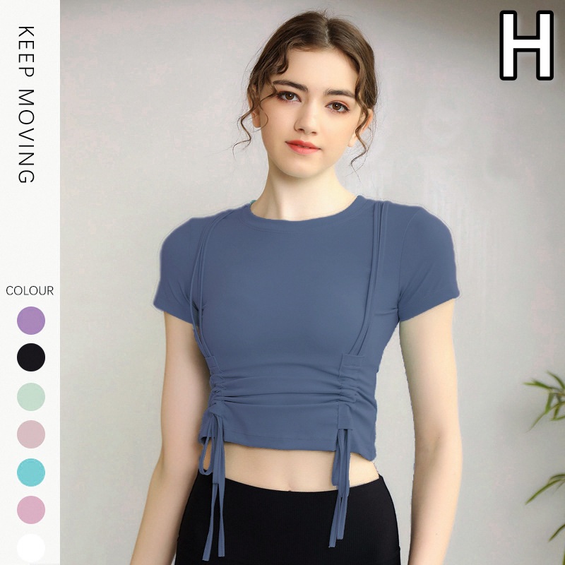 レディース ヨガ フィットネス 半袖スポーツTシャツ