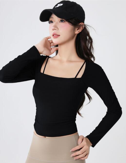 スポーツTシャツ レディース長袖速乾スポーツ服ヨガ運動着