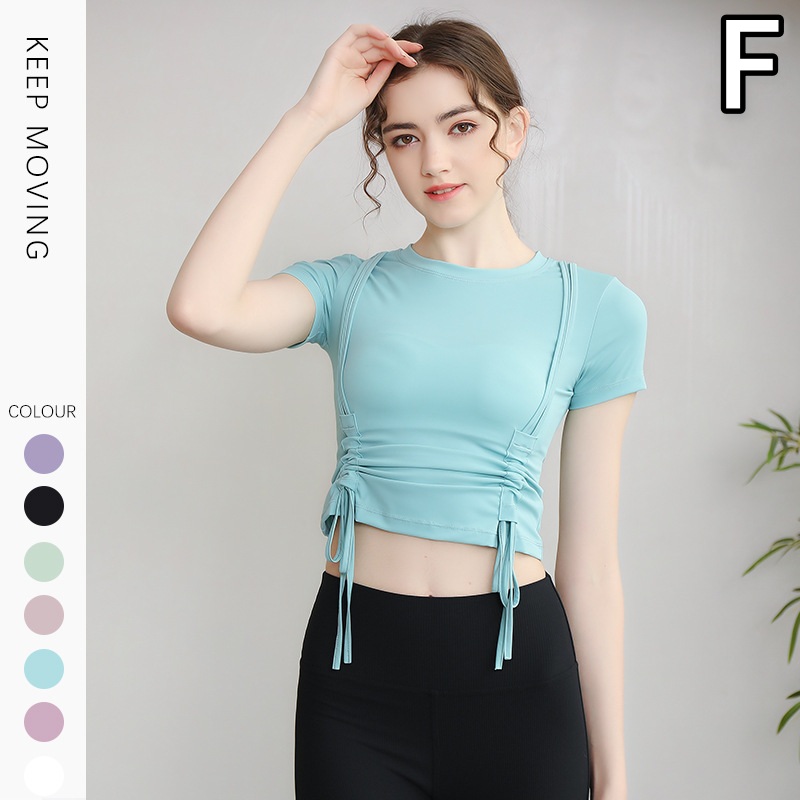 レディース ヨガ フィットネス 半袖スポーツTシャツ