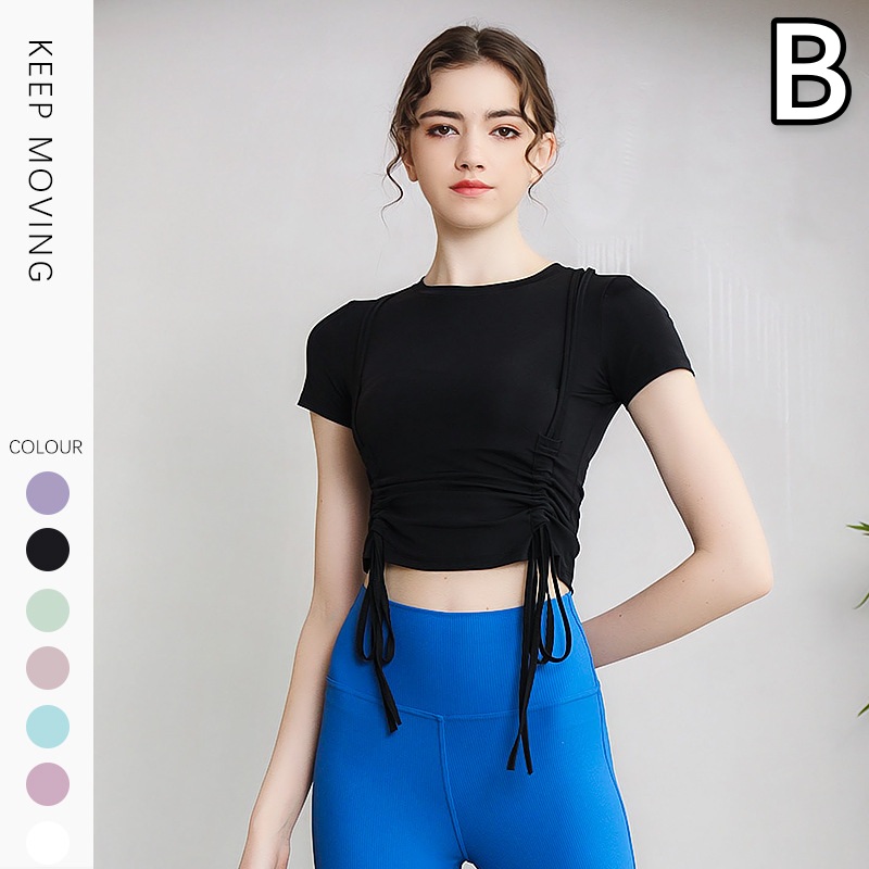 レディース ヨガ フィットネス 半袖スポーツTシャツ