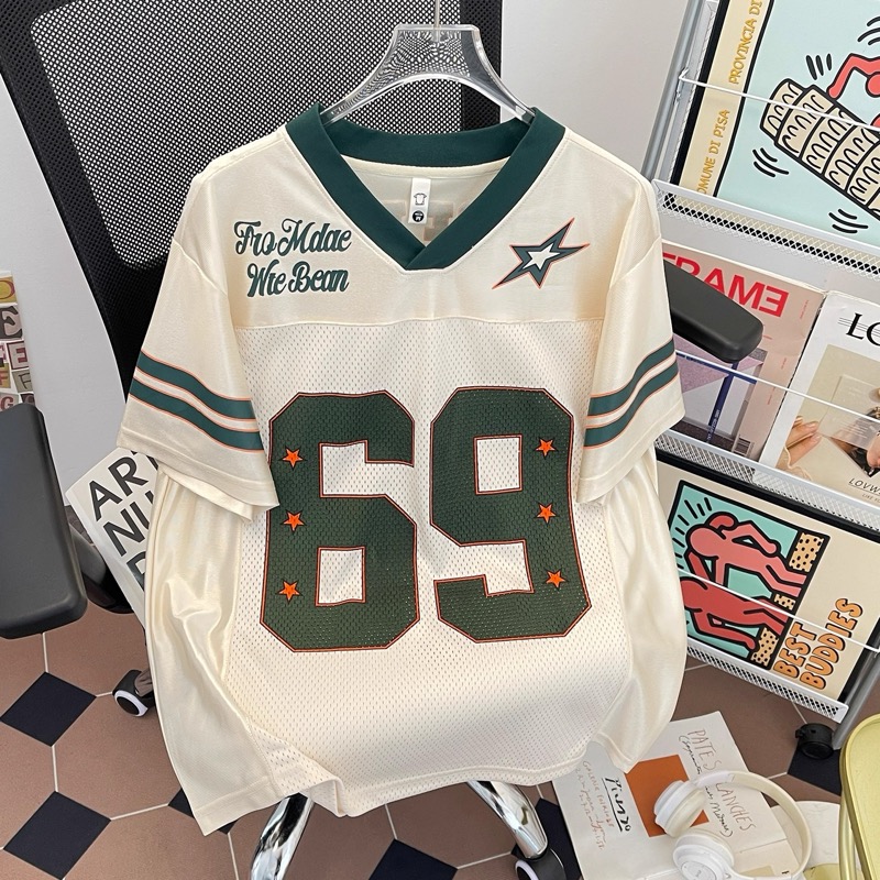 スポーツTシャツ アメリカンフットボール風メッシュスポーツ半袖シャツ