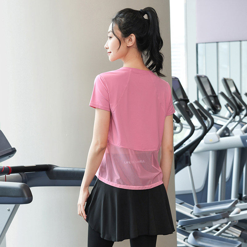 スポーツTシャツ メッシュ切り替え半袖スポーツ運動用上着