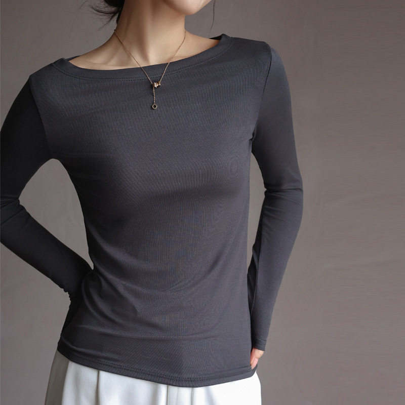 スポーツTシャツ 美シルエット長袖リブニットゴルフウェアトップス